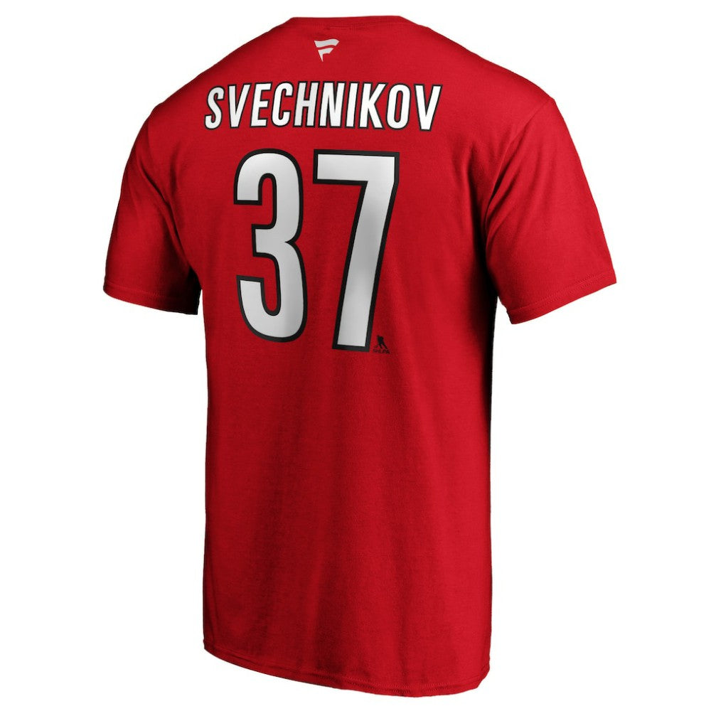 NHL Red Andrei Svechnikov Carolina Hurricanes Fanatics Authentic Stack Name & Number T-Shirt