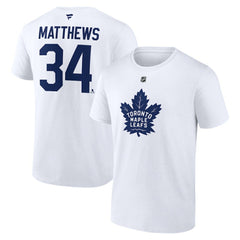 NHL White Auston Matthews Toronto Maple Leafs Fanatics Authentic Stack Name & Number T-Shirt