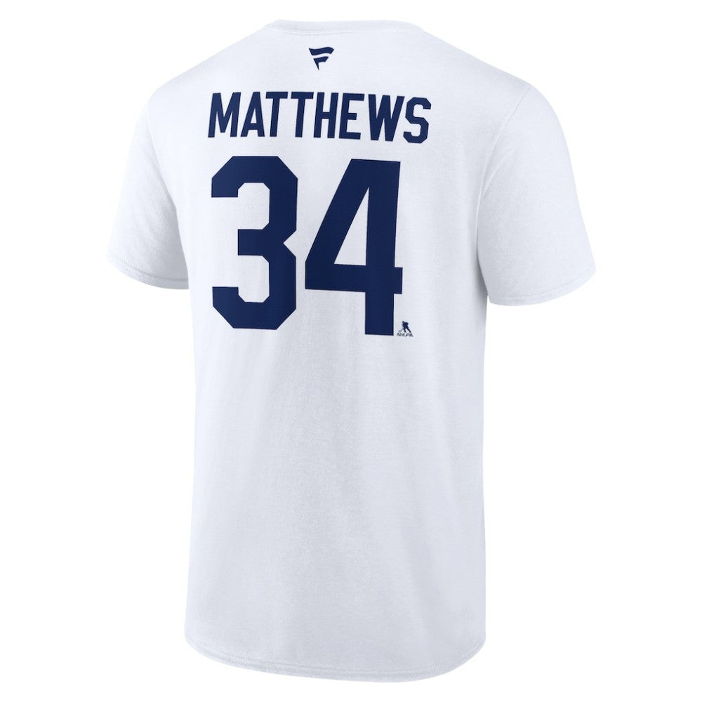 NHL White Auston Matthews Toronto Maple Leafs Fanatics Authentic Stack Name & Number T-Shirt