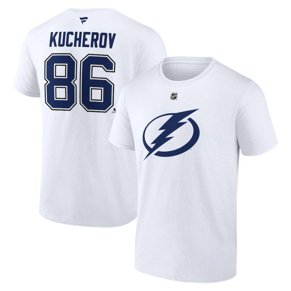 NHL White Nikita Kucherov Tampa Bay Lightning Fanatics Authentic Stack Name & Number T-Shirt