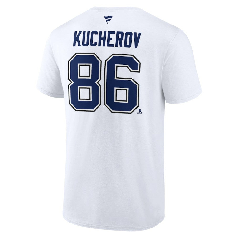 NHL White Nikita Kucherov Tampa Bay Lightning Fanatics Authentic Stack Name & Number T-Shirt