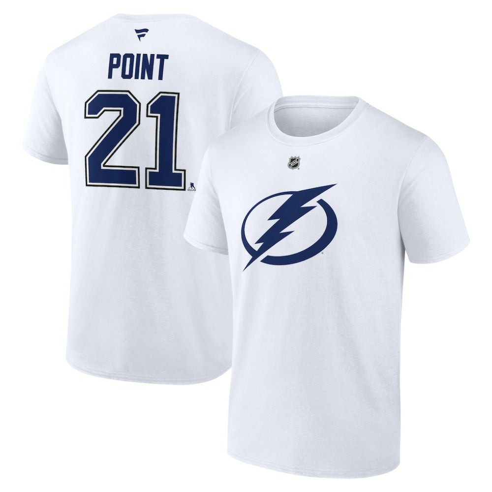 NHL White Brayden Point Tampa Bay Lightning Fanatics Authentic Stack Name & Number T-Shirt