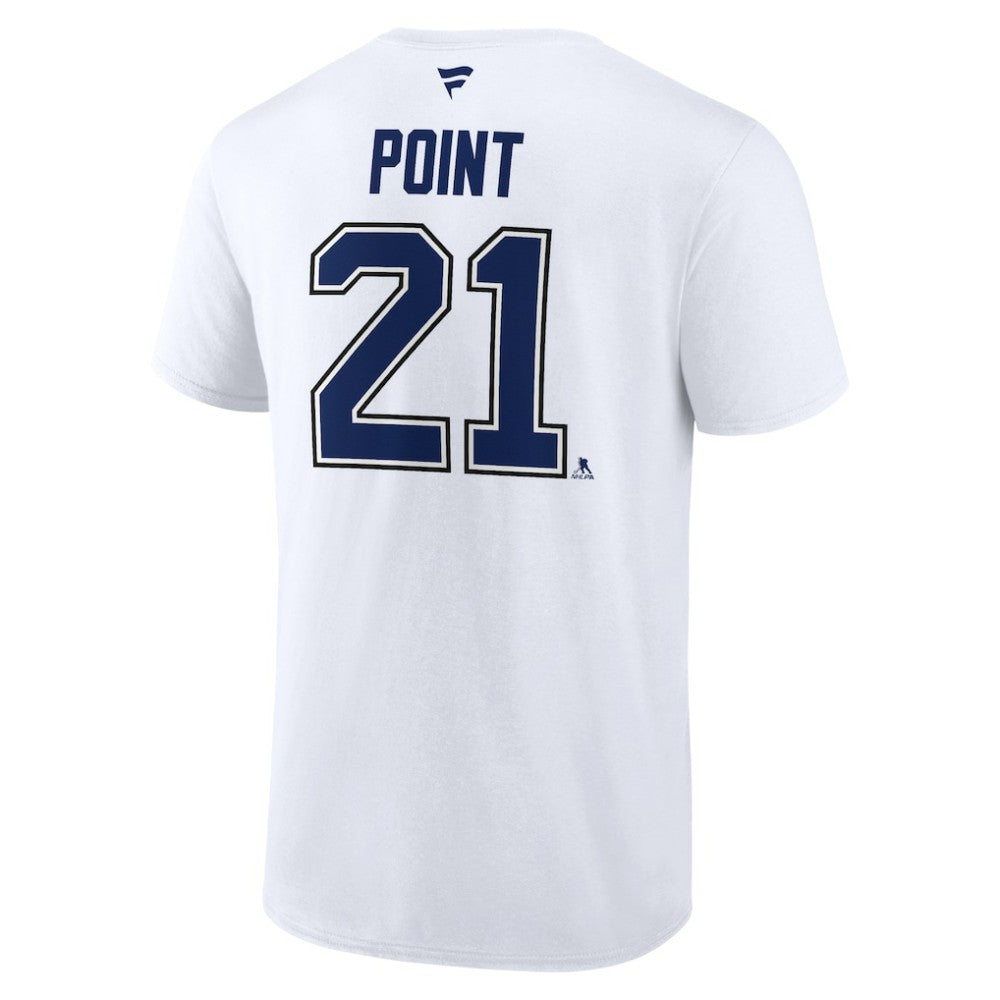 NHL White Brayden Point Tampa Bay Lightning Fanatics Authentic Stack Name & Number T-Shirt