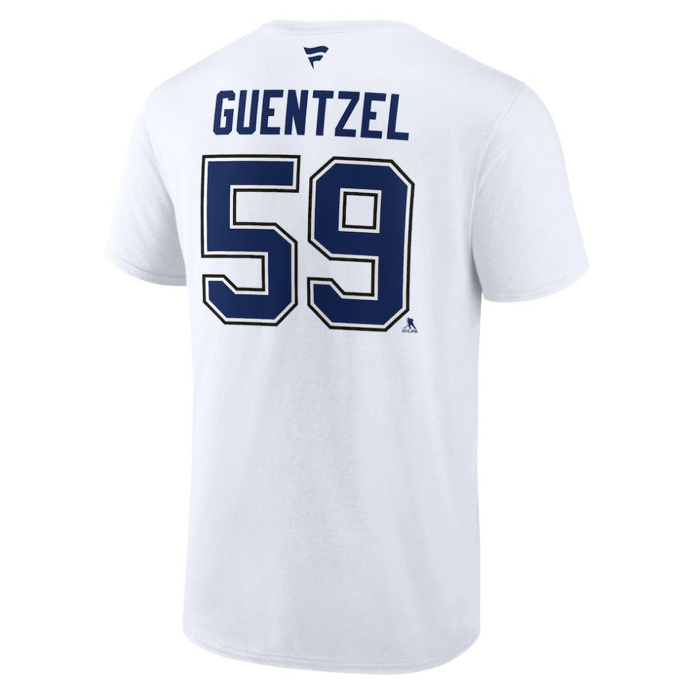 NHL White Jake Guentzel Tampa Bay Lightning Fanatics Authentic Stack Name & Number T-Shirt