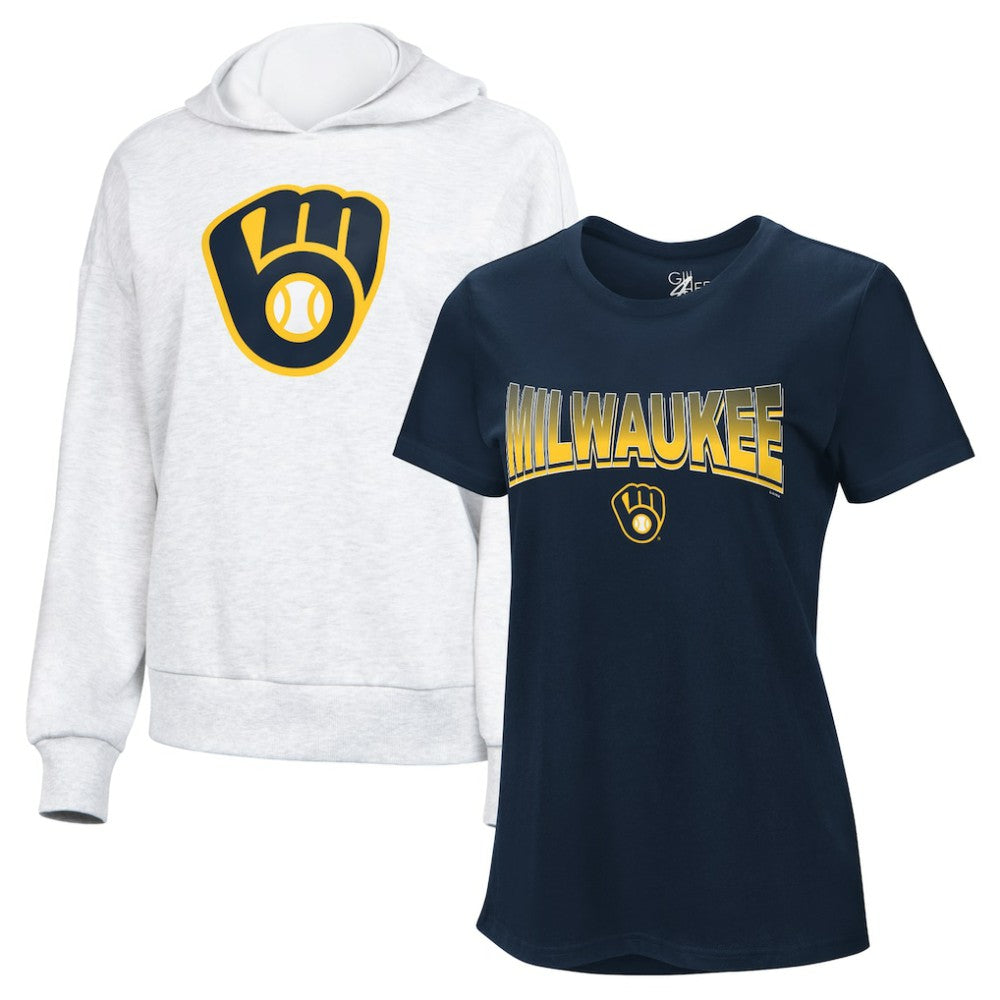 MLB Milwaukee Brewers G-III 4Her by Carl Banks Women's T-Shirt and Hoodie Combo Pack