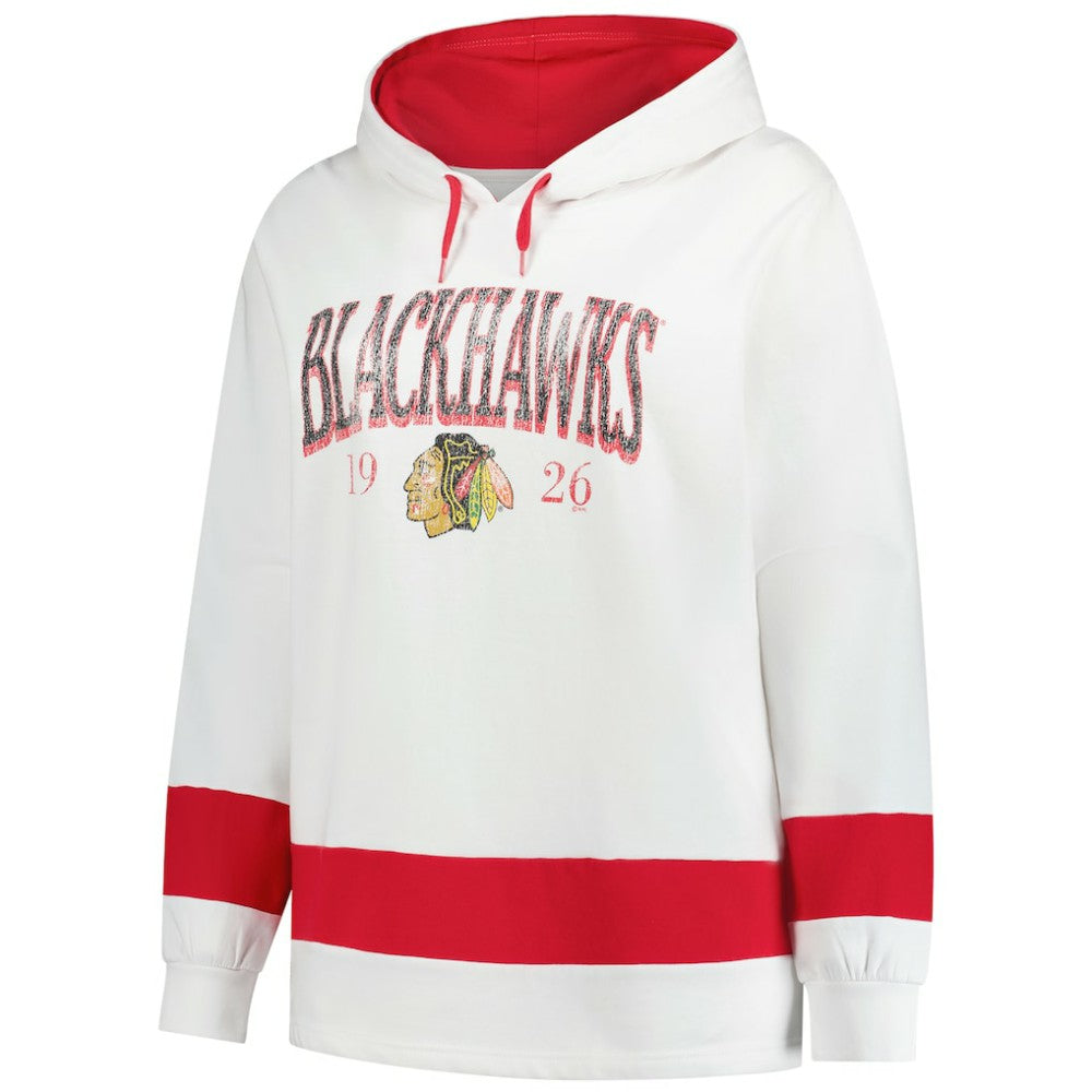 NHL White Chicago Blackhawks Profile Women's Plus Size Hoodie