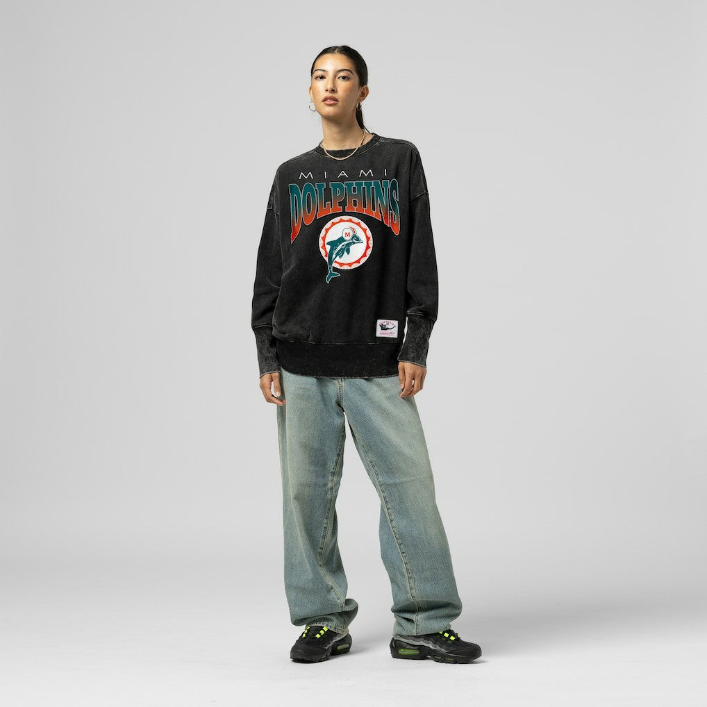 Women's Delineate Mineral Wash Crewneck Sweatshirt - Miami Dolphins