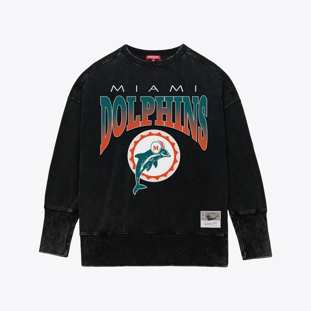 Women's Delineate Mineral Wash Crewneck Sweatshirt - Miami Dolphins