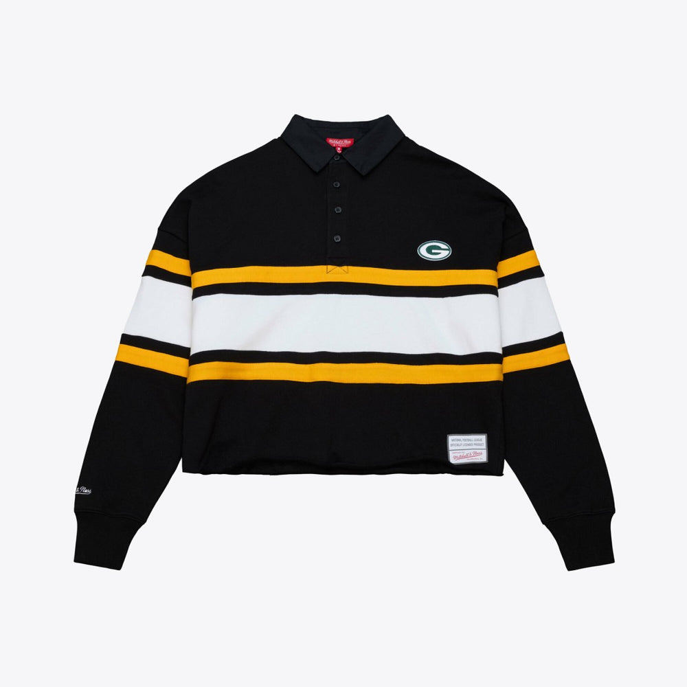 Women's Cropped Long Sleeve Rugby Polo - Green Bay Packers
