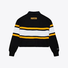 Women's Cropped Long Sleeve Rugby Polo - Green Bay Packers