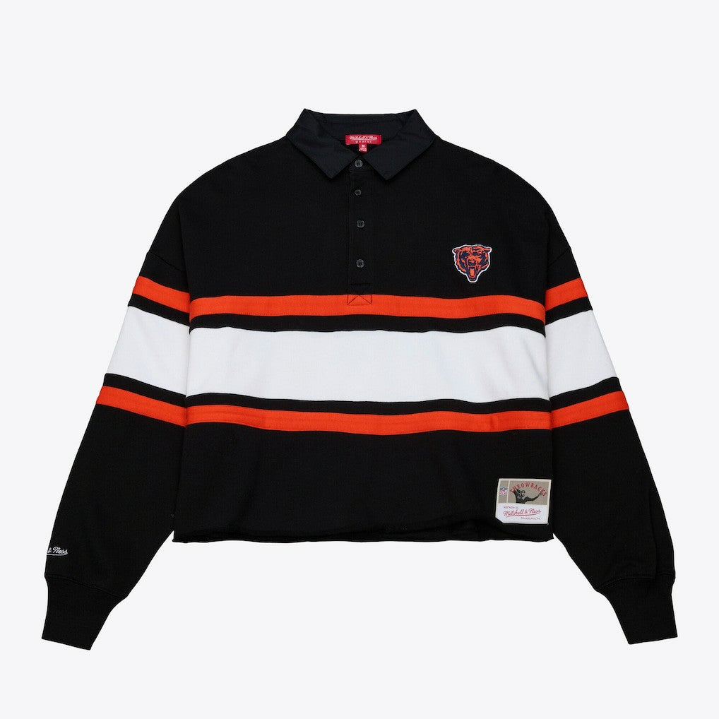 Women's Cropped Long Sleeve Rugby Polo - Chicago Bears