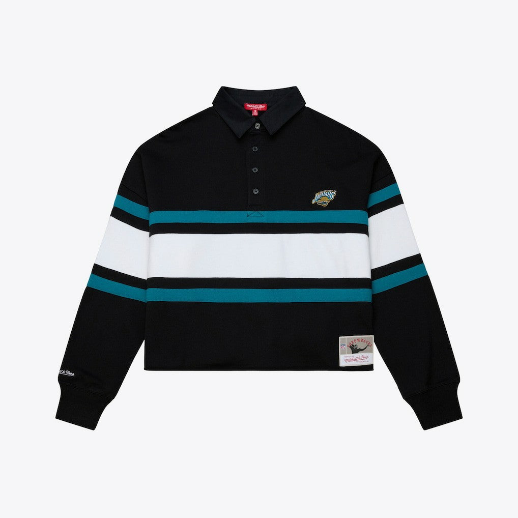 Women's Throwback Cropped Long Sleeve Rugby Polo - Jacksonville Jaguars