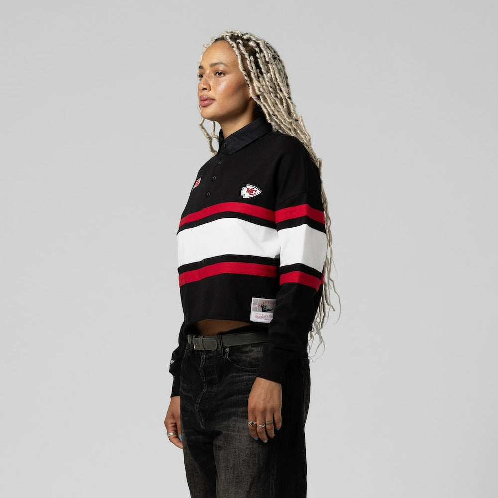 Women's Cropped Long Sleeve Rugby Polo - Kansas City Chiefs