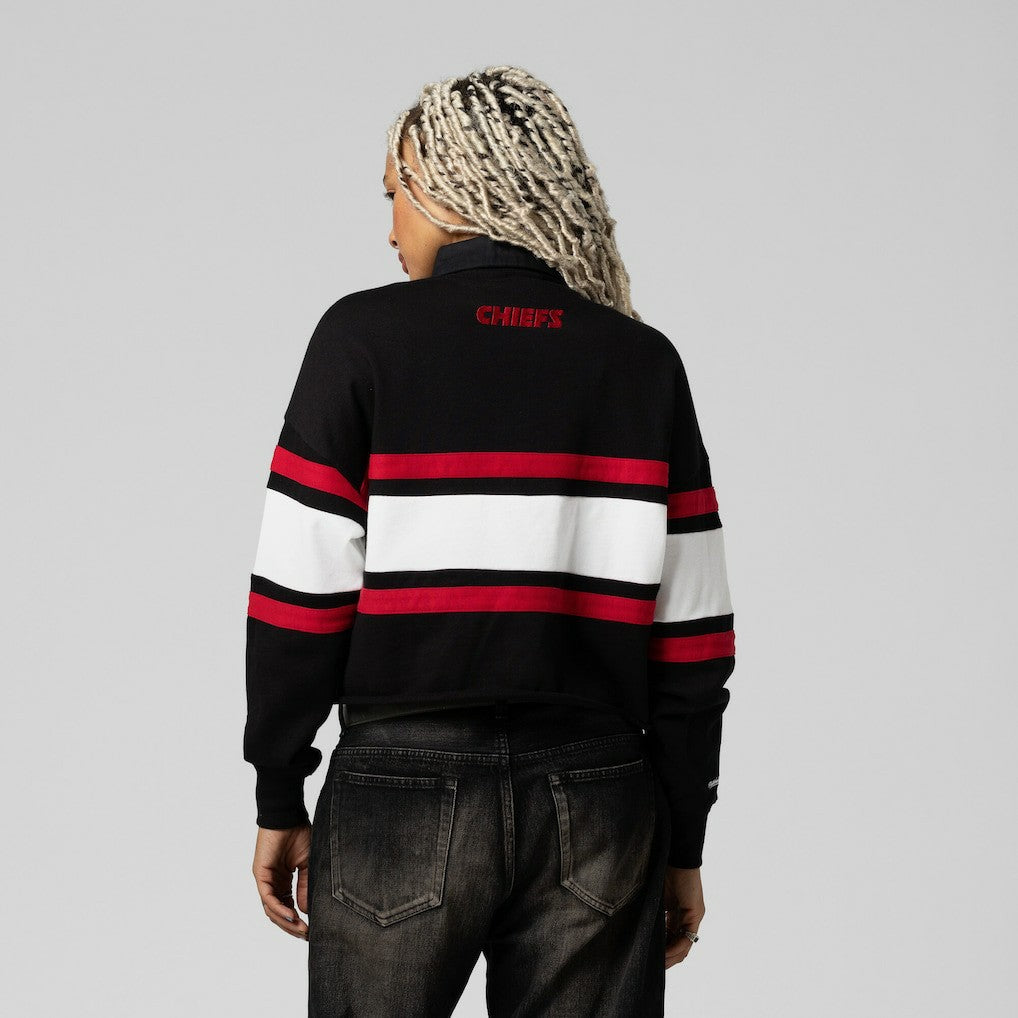 Women's Cropped Long Sleeve Rugby Polo - Kansas City Chiefs