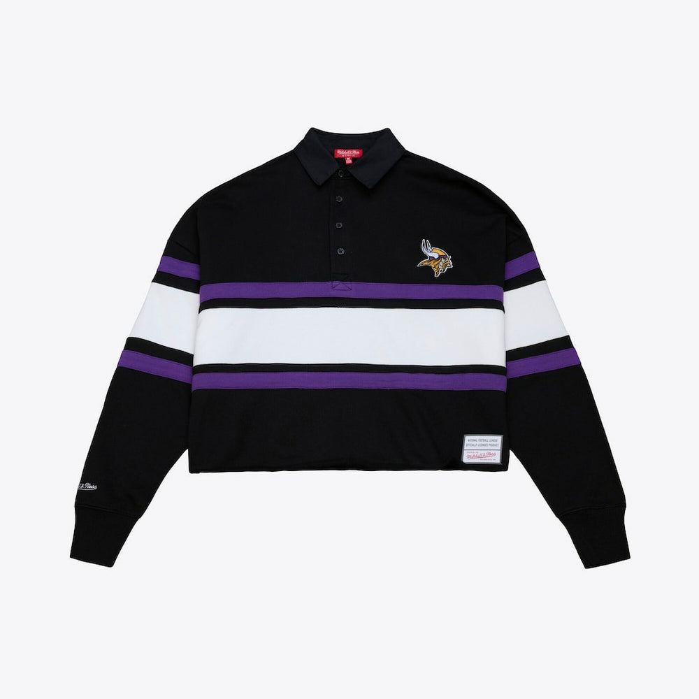 Women's Cropped Long Sleeve Rugby Polo - Minnesota Vikings