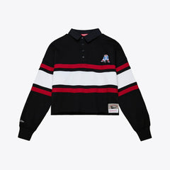 Women's Throwback Cropped Long Sleeve Rugby Polo - New England Patriots