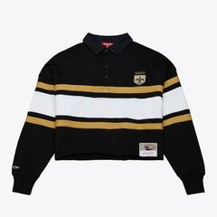 Women's Cropped Long Sleeve Rugby Polo - New Orleans Saints