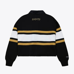 Women's Cropped Long Sleeve Rugby Polo - New Orleans Saints