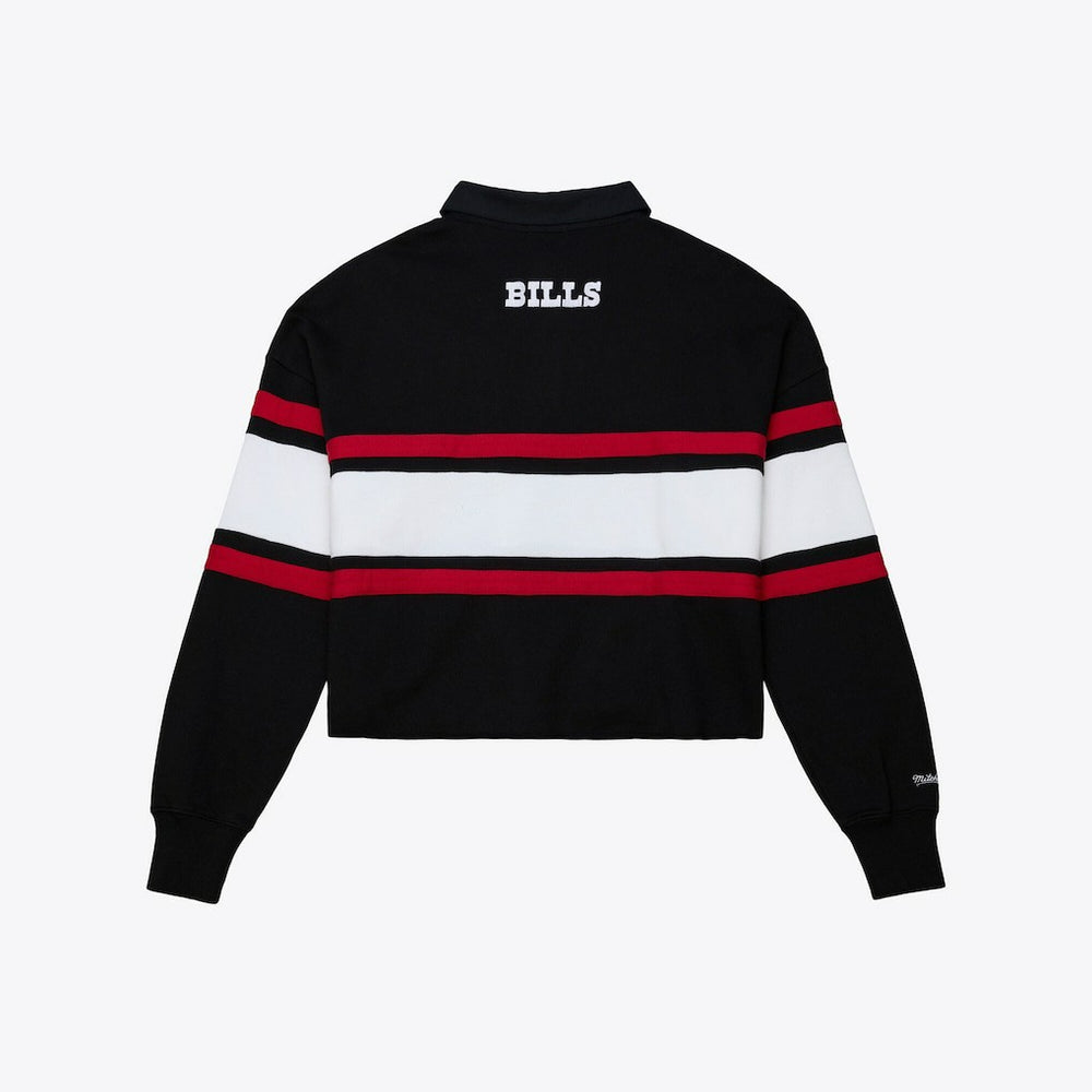Women's Throwback Cropped Long Sleeve Rugby Polo - Buffalo Bills