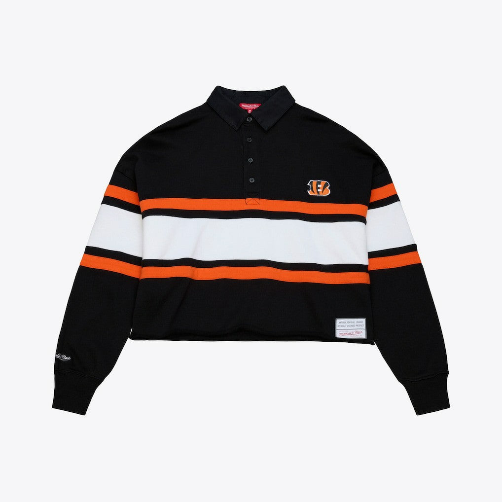 Women's Cropped Long Sleeve Rugby Polo - Cincinnati Bengals