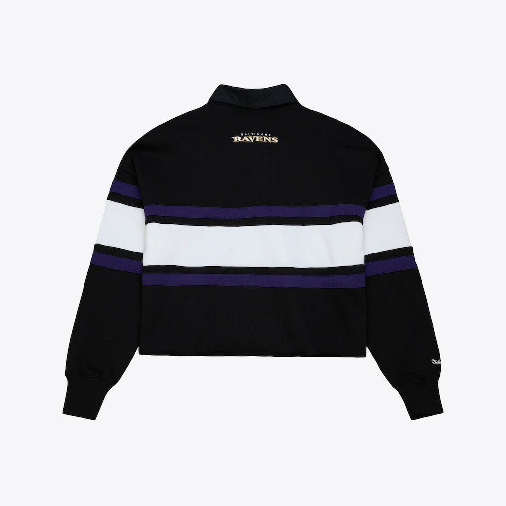 Women's Cropped Long Sleeve Rugby Polo - Baltimore Ravens