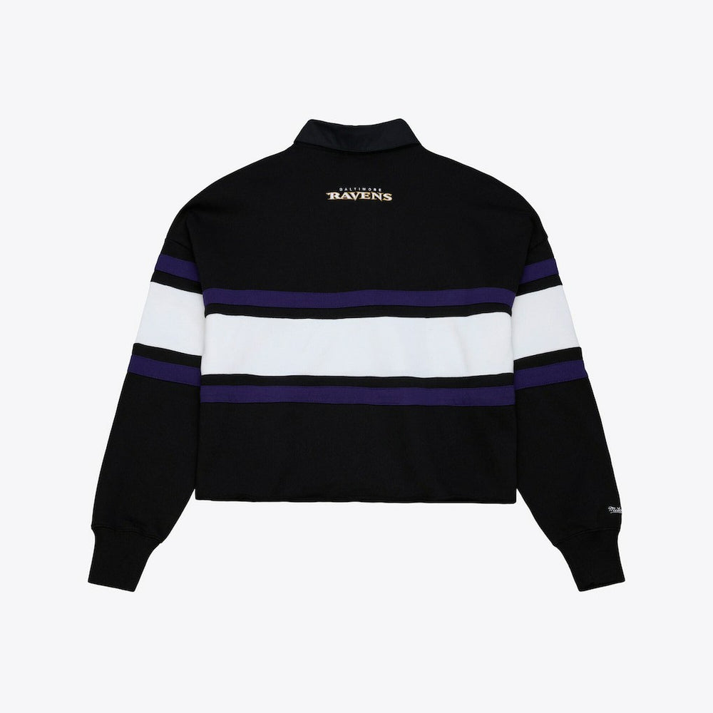 Women's Cropped Long Sleeve Rugby Polo - Baltimore Ravens