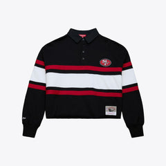 Women's Cropped Long Sleeve Rugby Polo - San Francisco 49ers