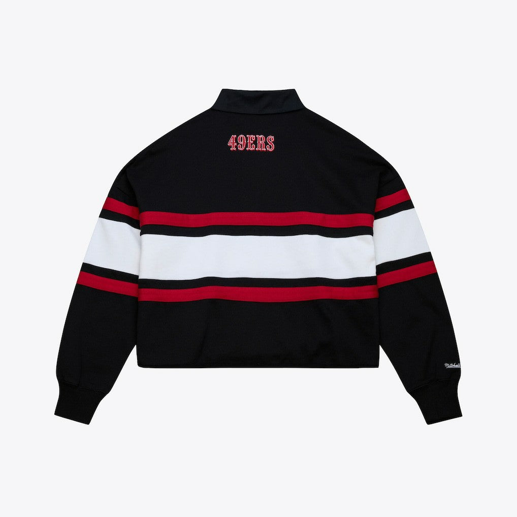 Women's Cropped Long Sleeve Rugby Polo - San Francisco 49ers