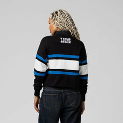 Women's Cropped Long Sleeve Rugby Polo - Detroit Lions