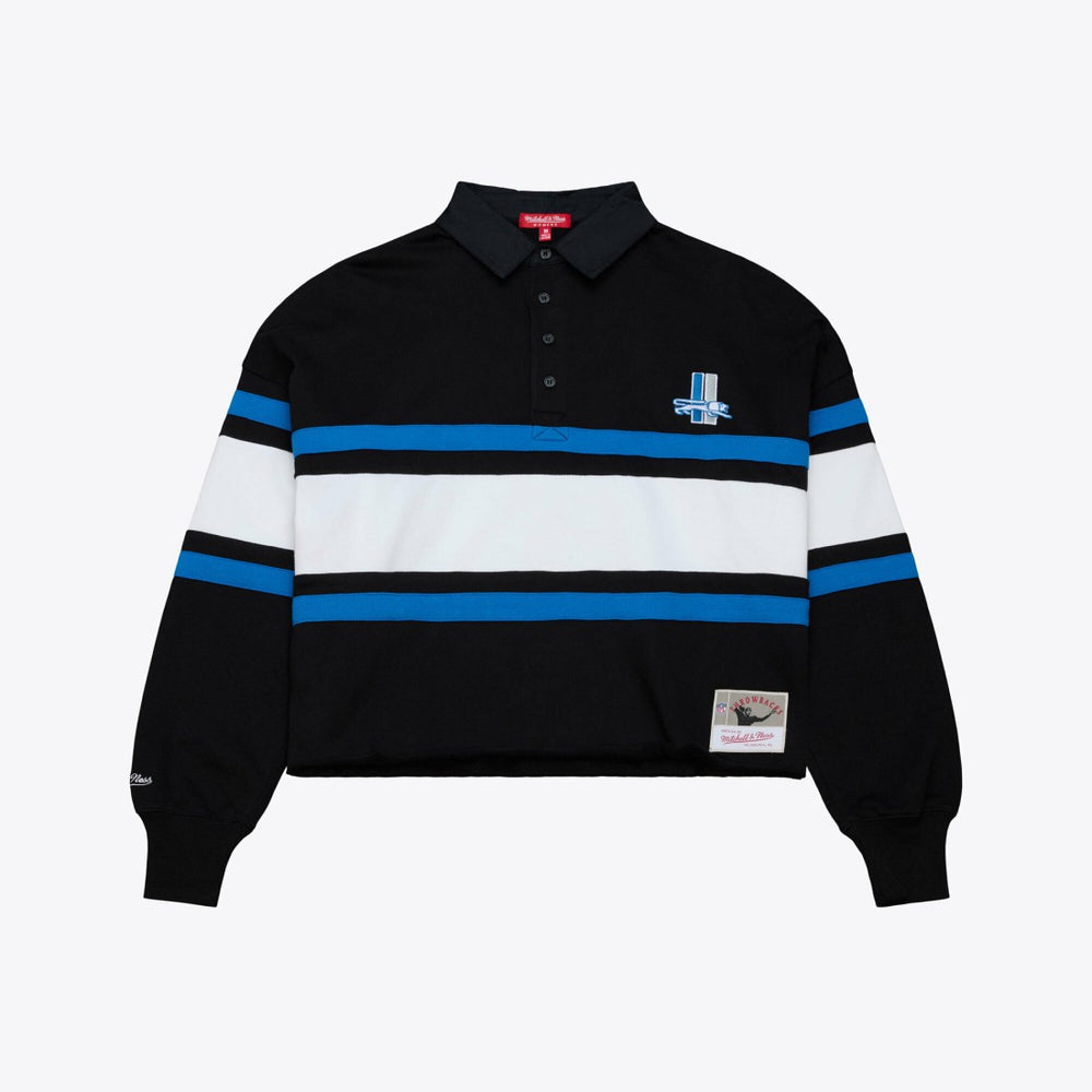 Women's Cropped Long Sleeve Rugby Polo - Detroit Lions