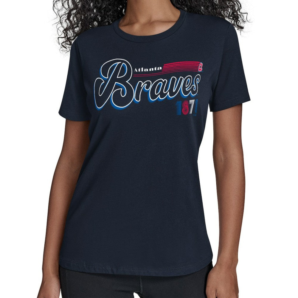 MLB Atlanta Braves Starter Women's Groovy Script Team Fitted T-Shirt