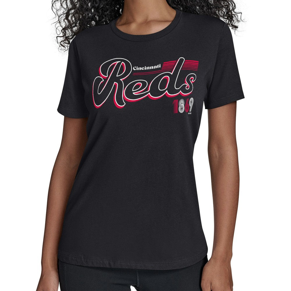 MLB Cincinnati Reds Starter Women's Groovy Script Team Fitted T-Shirt
