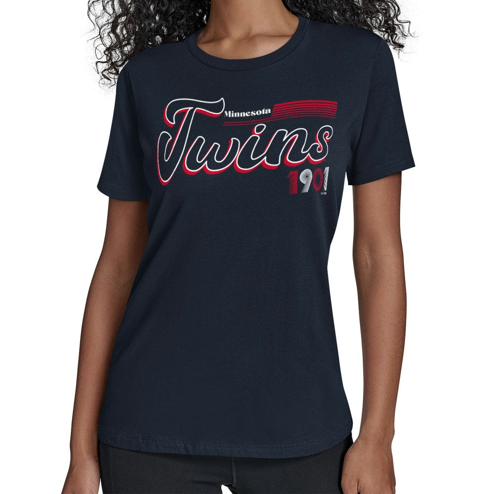 MLB Minnesota Twins Starter Women's Groovy Script Team Fitted T-Shirt