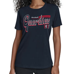MLB Cleveland Guardians Starter Women's Groovy Script Team Fitted T-Shirt