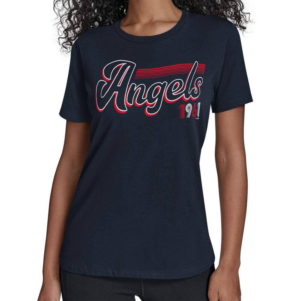 MLB Los Angeles Angels Starter Women's Groovy Script Team Fitted T-Shirt