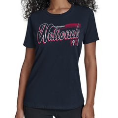 MLB Washington Nationals Starter Women's Groovy Script Team Fitted T-Shirt