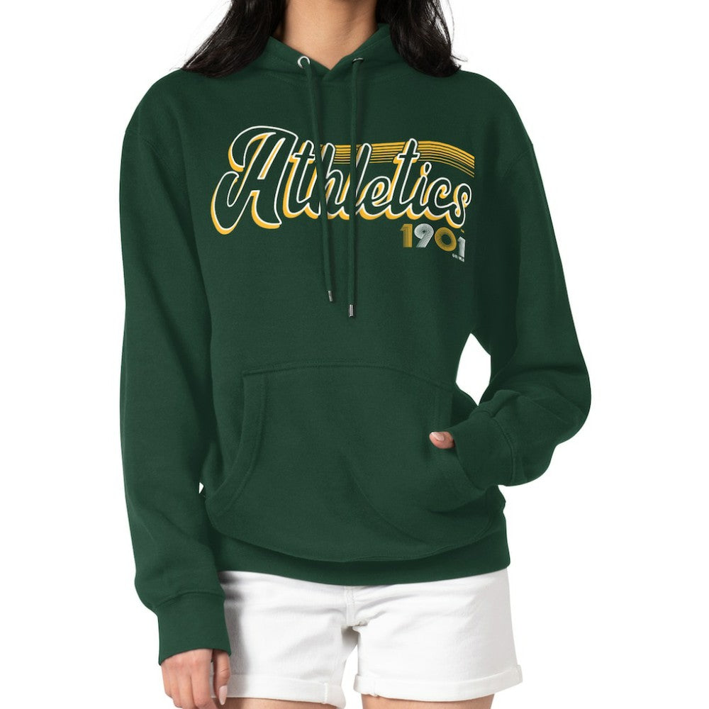 MLB Athletics Starter Women's Groovy Script Team Fleece Pullover Hoodie