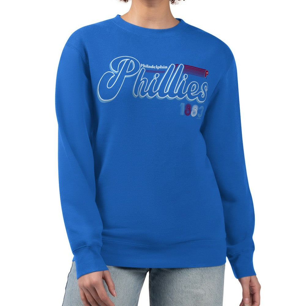 MLB Philadelphia Phillies Starter Women's Groovy Script Team Fleece Pullover Sweatshirt
