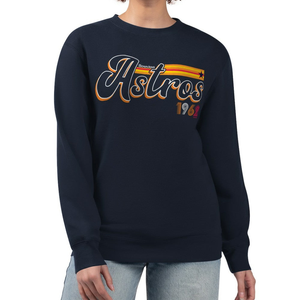 MLB Houston Astros Starter Women's Groovy Script Team Fleece Pullover Sweatshirt