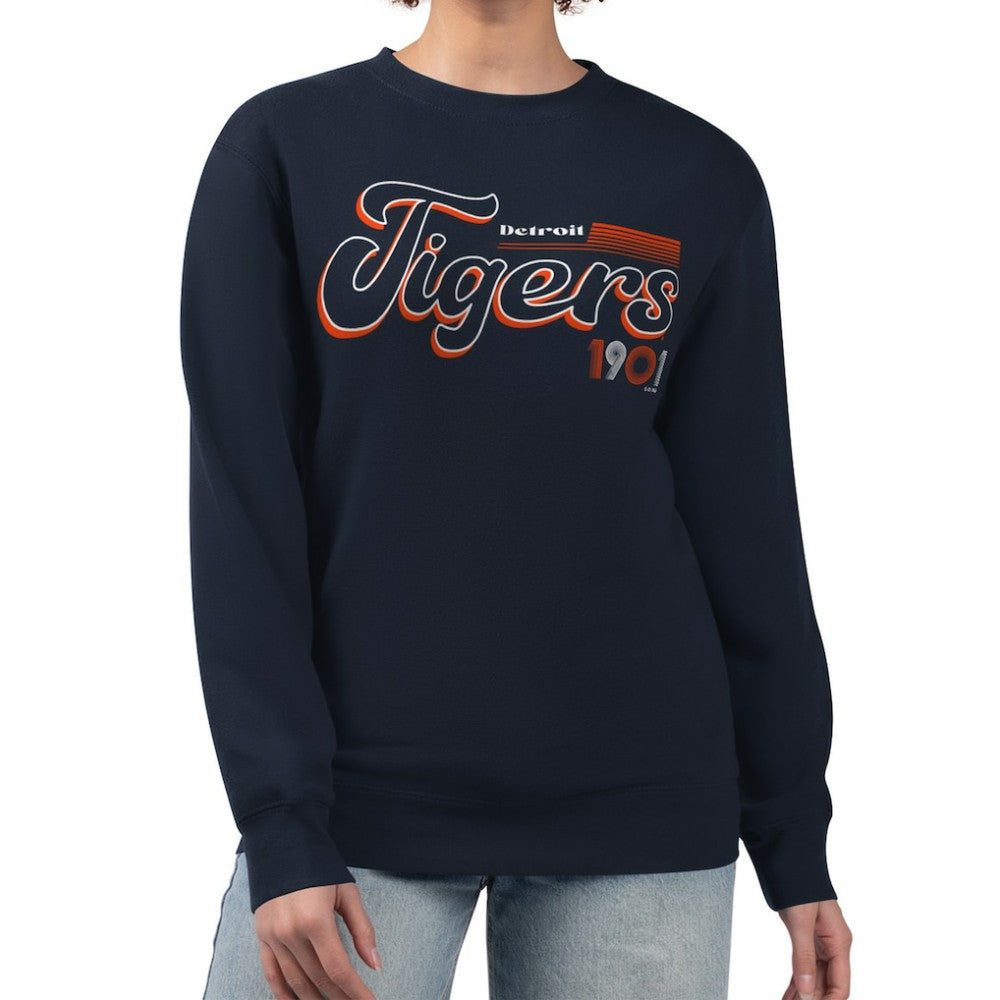MLB Detroit Tigers Starter Women's Groovy Script Team Fleece Pullover Sweatshirt