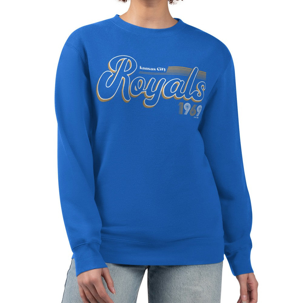 MLB Kansas City Royals Starter Women's Groovy Script Team Fleece Pullover Sweatshirt