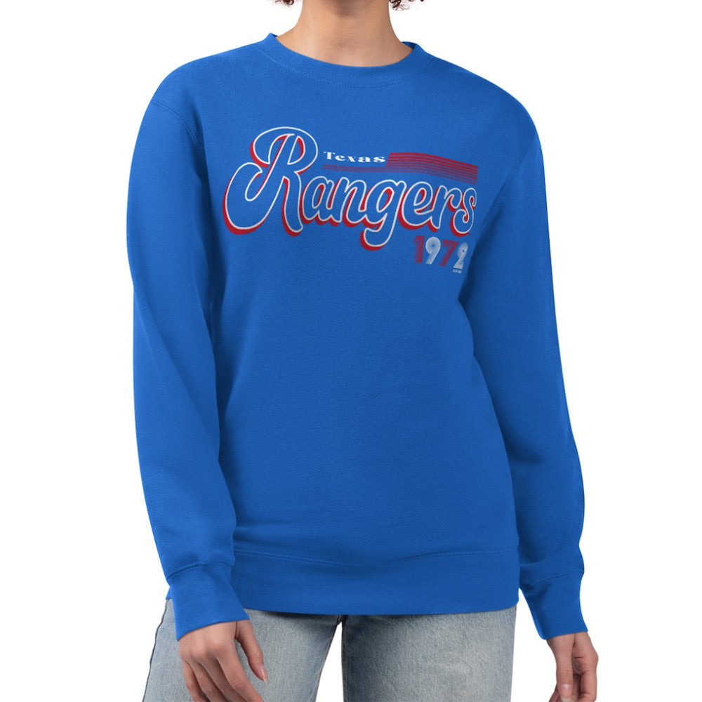 MLB Texas Rangers Starter Women's Groovy Script Team Fleece Pullover Sweatshirt