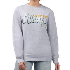 MLB Athletics Starter Women's Groovy Script Team Fleece Pullover Sweatshirt