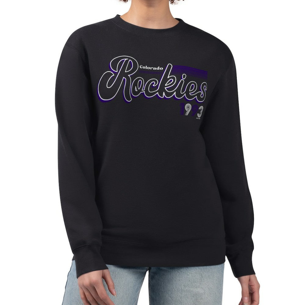 MLB Colorado Rockies Starter Women's Groovy Script Team Fleece Pullover Sweatshirt