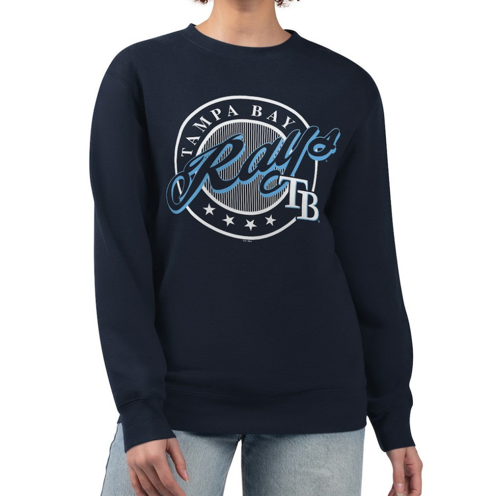 MLB Tampa Bay Rays G-III 4Her by Carl Banks Women's Pinstripe Circle Team Fleece Pullover Sweatshirt