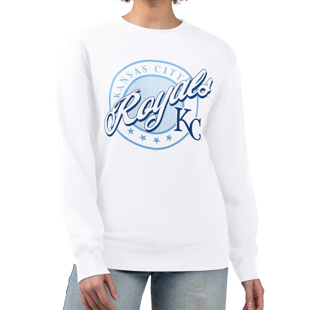 MLB Kansas City Royals G-III 4Her by Carl Banks Women's Pinstripe Circle Team Fleece Pullover Sweatshirt