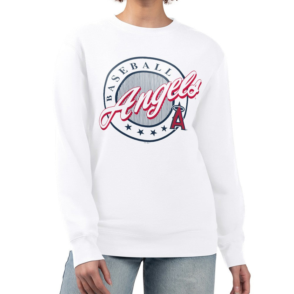 MLB Los Angeles Angels G-III 4Her by Carl Banks Women's Pinstripe Circle Team Fleece Pullover Sweatshirt