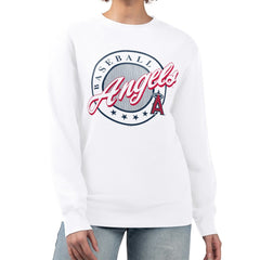 MLB Los Angeles Angels G-III 4Her by Carl Banks Women's Pinstripe Circle Team Fleece Pullover Sweatshirt