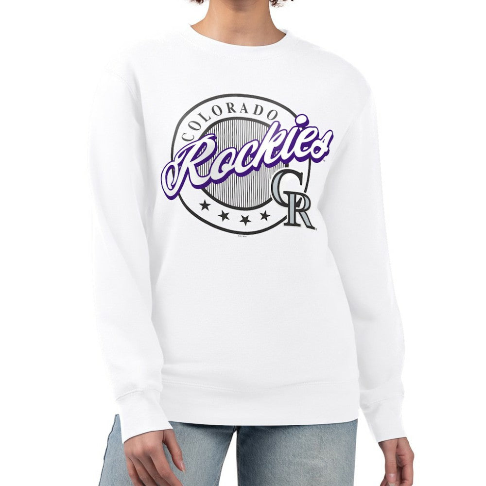 MLB Colorado Rockies G-III 4Her by Carl Banks Women's Pinstripe Circle Team Fleece Pullover Sweatshirt