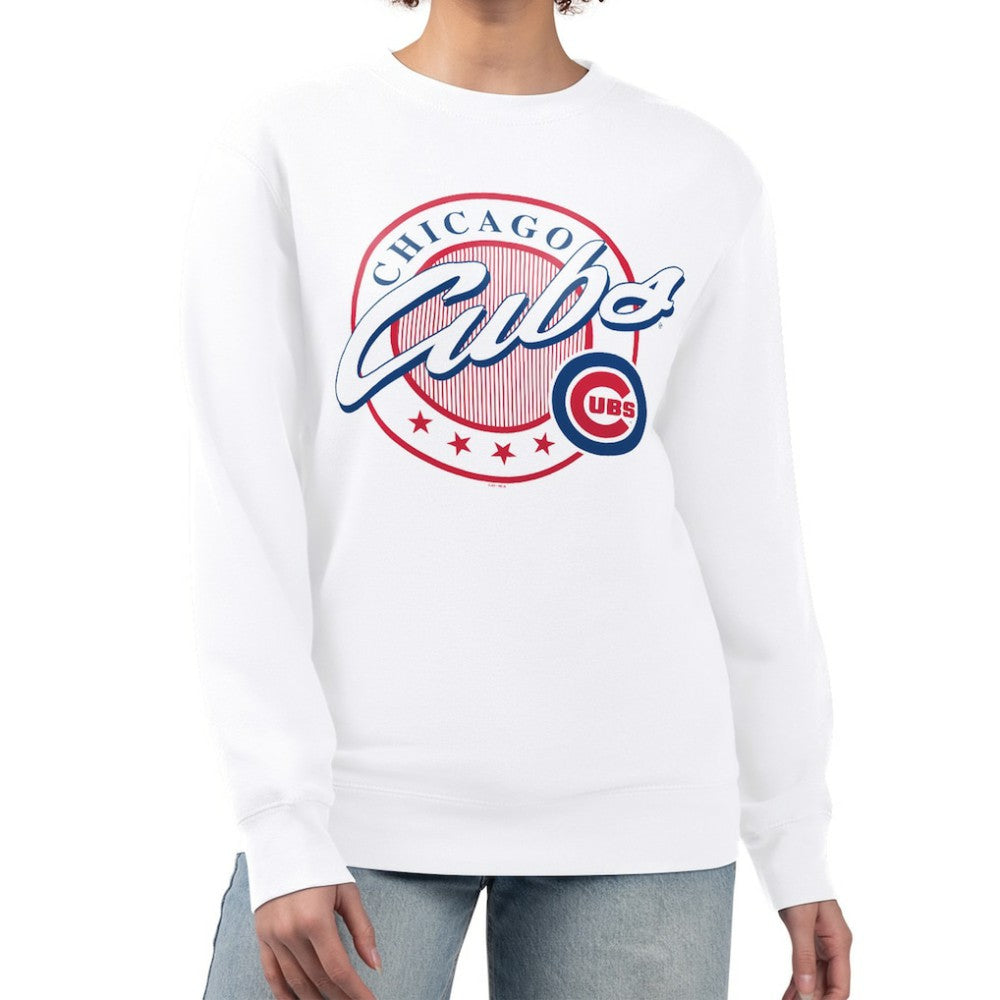MLB Chicago Cubs G-III 4Her by Carl Banks Women's Pinstripe Circle Team Fleece Pullover Sweatshirt